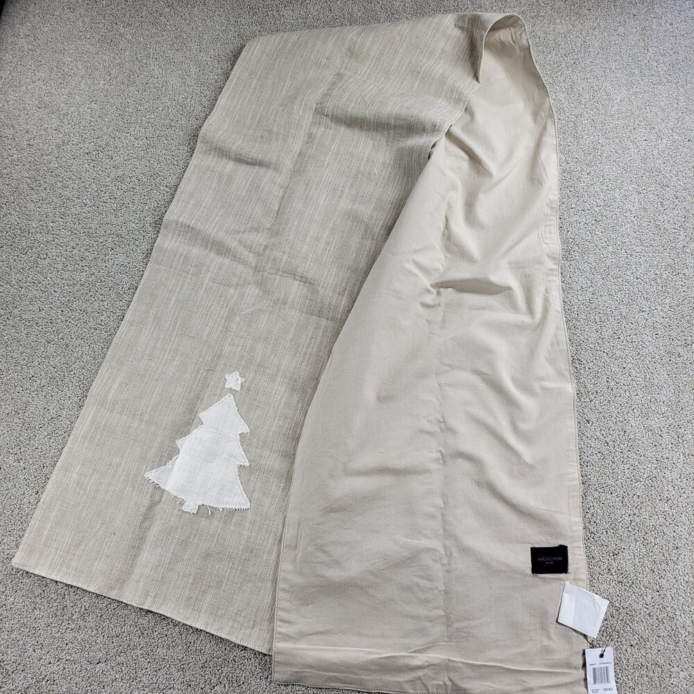Magaschoni Table‎ Runner 92" x16" Natural White Christmas Tree Linen Holiday